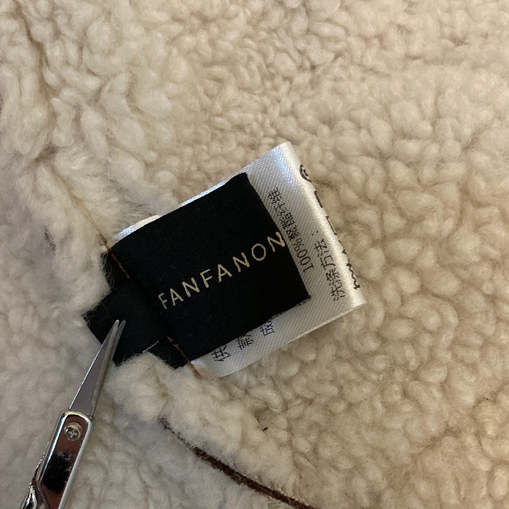 Brown Faux Shearling Biker Jacket with Cream Trim - Picture 8 of 14